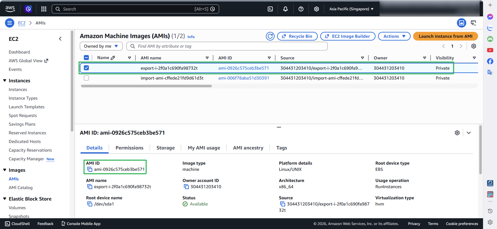 EC2 Management Console